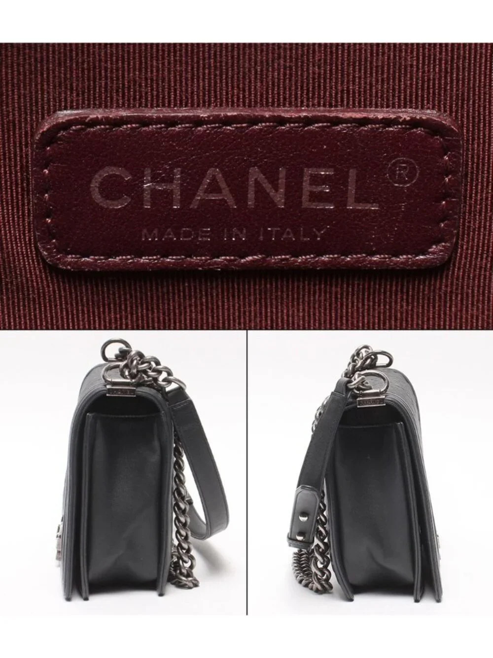 Chanel Chain Shoulder Bag Silver Lambskin Boy Stitch